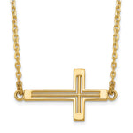 14k Polished Cut-out Sideways Cross Necklace