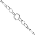 14k White Gold Polished and Textured Fancy Link Bracelet