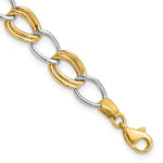 14K Two-Tone Polished Fancy Open Curb Link Bracelet