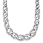 14K White Gold Polished Satin Diamond-cut Graduated Necklace