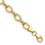 14k Polished Diamond-cut Fancy Link Bracelet