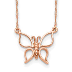 14k Rose Gold Polished Open Butterfly Necklace