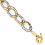 14k Two-tone Fancy Oval Link Bracelet