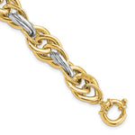 14k Two-Tone Polished Fancy Rope Link Bracelet