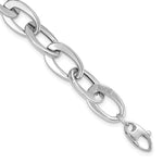 14k White Gold Polished Fancy Cable Link Bracelet