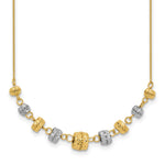 14k Two-tone Diamond-cut Polished Graduated Barrels Necklace
