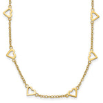 14k Polished Open Hearts with Heart Link Chain Station Necklace
