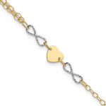 14k Two-tone Polished Infinity and Heart Bracelet
