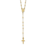 14k Gold Polished & D/C w/ ext. Rosary Necklace