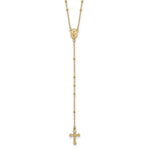 14k Polished Crucifix and Miraculous Medal Beaded Rosary Necklace