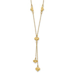 14k Polished Diamond-cut Puffed Hearts Lariat Necklace Plus Extender
