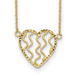 14k Polished Satin and D/C Heart Necklace