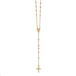 14k Tri-color Polished Bead Rosary Hollow Miraculous Medal Necklace