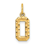 14k Small Brushed Diamond-cut Number 0 Charm