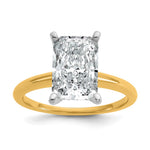 14k Two-tone 3 carat Lab Grown Diamond VS/SI+ G+ Radiant Solitare Complete Engagement Ring