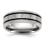 Chisel Stainless Steel Brushed and Polished Enameled with CZ Band