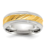 Chisel Stainless Steel Polished with Yellow IP-plated Grooved Center Band