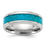 Chisel Stainless Steel Polished with Turquoise Inlay Band