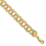 14k Hollow Triple Link Charm Bracelet