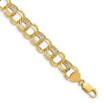 14k Hollow Triple Link Charm Bracelet