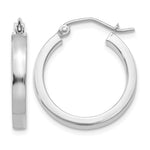 14k White Gold 2x Polished Rectangle Tube Hoop Earrings