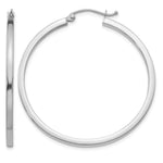 14k White Gold 2x Square Tube Hoop Earrings