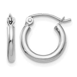 14k White Gold 2x Polished Lightweight Tube Hoop Earrings