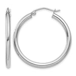 14K White Gold 2.5x Polished Round Tube Hoop Earrings