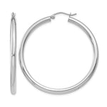 14K White Gold 3x Polished Lightweight Tube Hoop Earrings