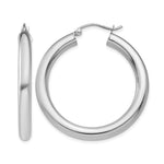 14K White Gold 4x Polished Lightweight Tube Hoop Earrings