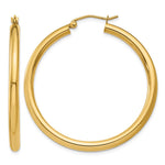 14K 3x Polished Tube Hoop Earrings