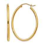14k 2x Oval Polished Tube Hoop Earrings