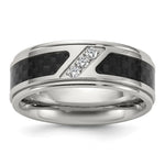 Chisel Titanium Polished with Black Carbon Fiber Inlay and CZ Band