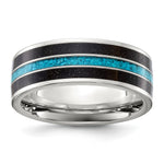 Chisel Titanium Polished with Turquoise and Black Star Sandstone Inlay Band