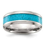 Chisel Titanium Polished with Turquoise Inlay Band