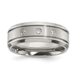 Titanium Brushed and Polished with CZ Band