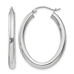 14k White Gold 3.5x Polished Oval Tube Hoop Earrings