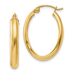 14k Polished Oval Hoop Earrings