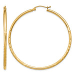 14k 2x Satin Diamond-cut Round Tube Hoop Earrings