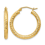 14k 3x Diamond-cut Round Tube Hoop Earrings
