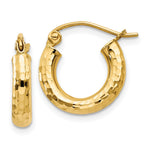 14k Diamond-cut Round Hoop Earrings