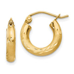 14k Satin and Diamond-cut Round Hoop Earrings