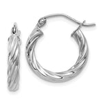 14K White Gold Polished Twisted Hoop Earrings
