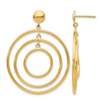 14k Polished Graduated Circles Dangle Post Earrings