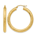 14k 4x Diamond-cut Round Tube Hoop Earrings