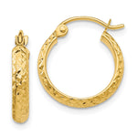 14K Diamond-cut 2.8x Hollow Hoop Earrings