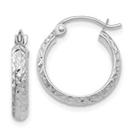 14K White Gold Diamond-cut 2.8x Hollow Hoop Earrings