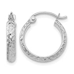 14K White Gold 2.8x Diamond-cut Tube Hoop Earrings