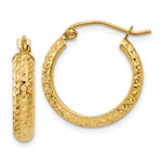 14K Diamond-cut 3.5x Hollow Hoop Earrings