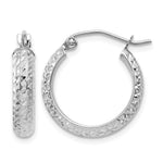 14K White Gold 3.5x Diamond-cut Tube Hoop Earrings